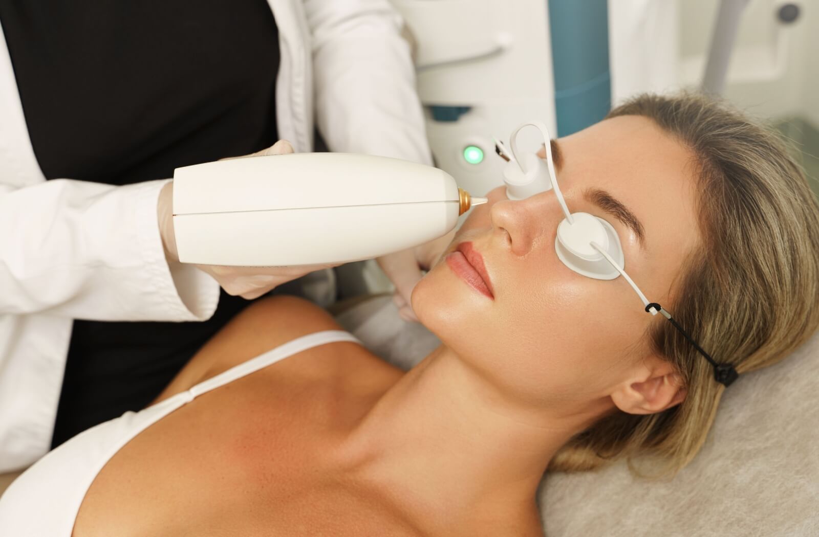 Woman Receiving Dry Eye Treatment with IPL